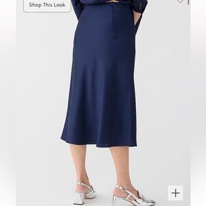 J Crew navy Gwyneth slip skirt size M NWOT